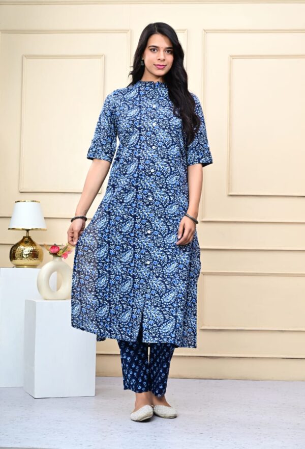Premium Floral Fine cotton kurti Palazzo set - Image 15