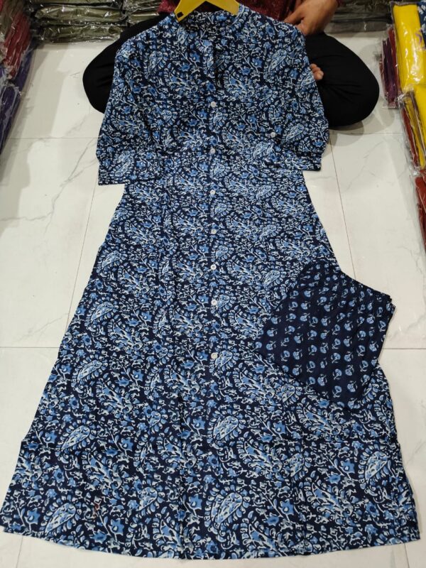 Premium Floral Fine cotton kurti Palazzo set - Image 4