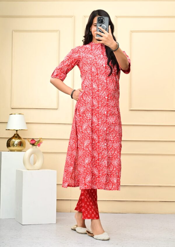 Premium Floral Fine cotton kurti Palazzo set - Image 7
