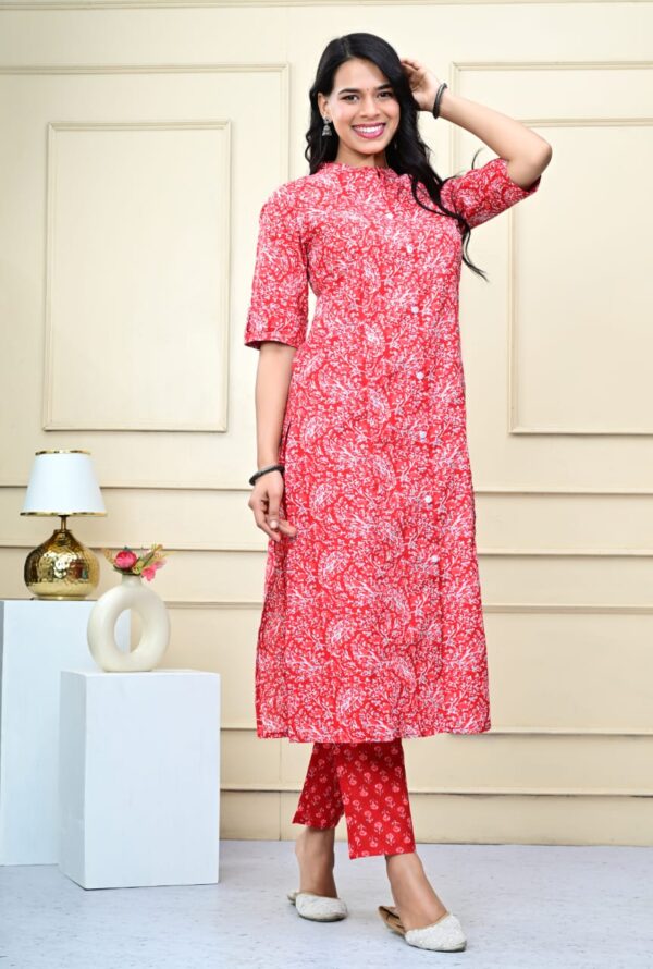 Premium Floral Fine cotton kurti Palazzo set - Image 13
