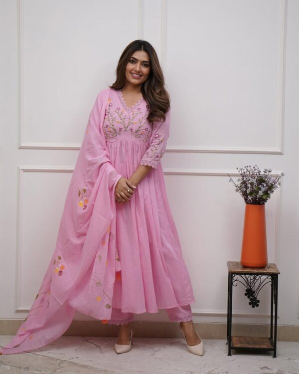 Strength Kurta Set – Embroidered Cotton Kurta with Pant & Printed Dupatta - Image 4