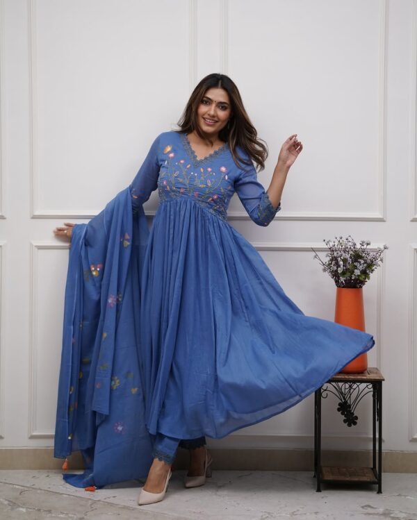 Strength Kurta Set – Embroidered Cotton Kurta with Pant & Printed Dupatta - Image 13