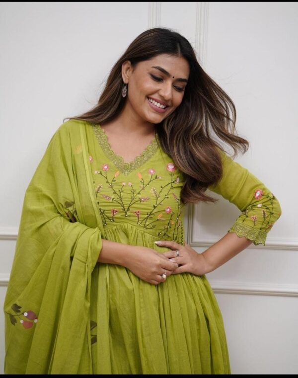 Strength Kurta Set – Embroidered Cotton Kurta with Pant & Printed Dupatta - Image 5
