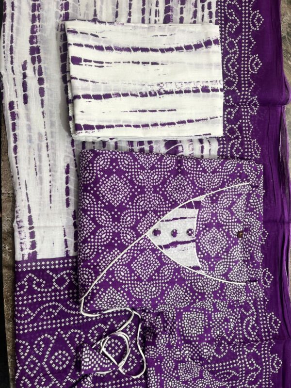 Elegant Anarkali Angrakha Style Cotton Kurta Set – Printed & Flaired - Image 3