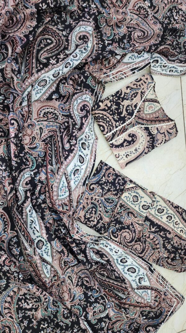 Black Paisley Print Cotton Suit Set – Elegant Cotton Fabric - Image 4
