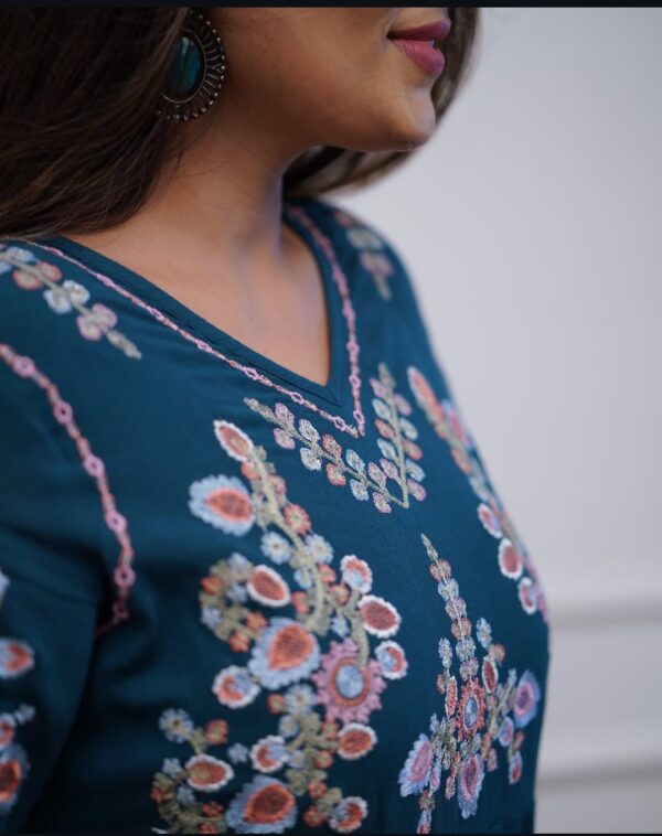 Stylish Embroidered Cotton Midi Kurti Set - Comfortable & Trendy - Image 11