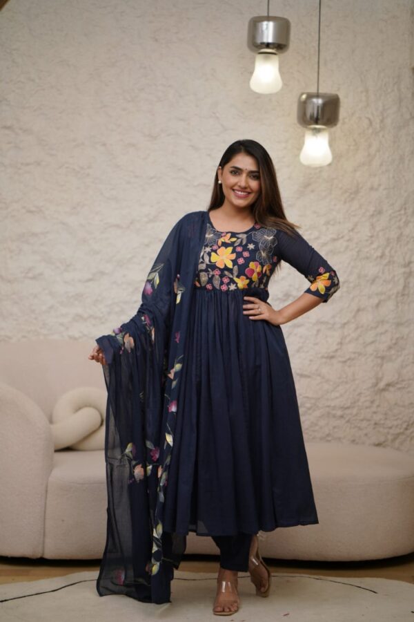 New Launch Heavy Solid Print Embroidered Cotton Suit Set - Image 16