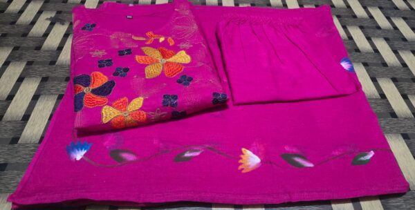 New Launch Heavy Solid Print Embroidered Cotton Suit Set - Image 15