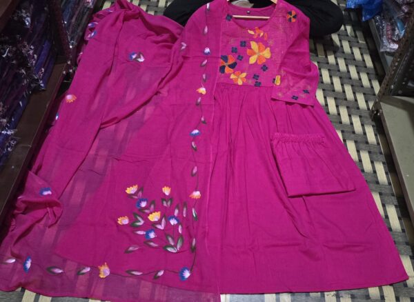 New Launch Heavy Solid Print Embroidered Cotton Suit Set - Image 14