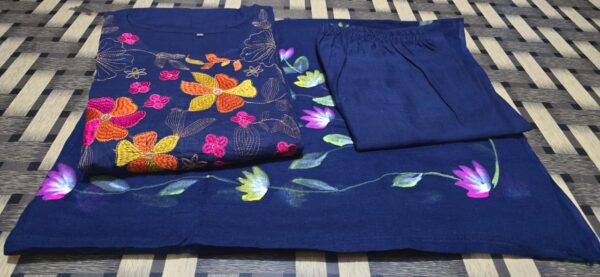 New Launch Heavy Solid Print Embroidered Cotton Suit Set - Image 4