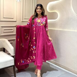 New Launch Heavy Solid Print Embroidered Cotton Suit Set