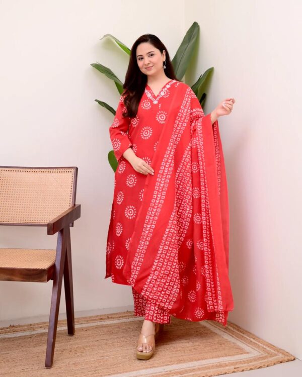 Dreamy Floral Print Cotton Kurta Set with Dupatta - Image 14