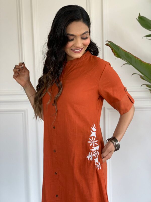 Premium Cotton Slub Kurta Set with Hand Embroidery & Plazo - Image 15
