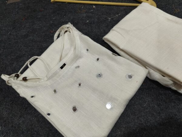 Summer Special Cotton Slub Cord Set – Sleeveless Kurta with Mirror Work - Image 10