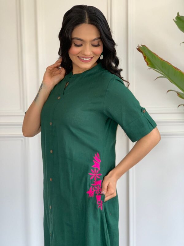 Premium Cotton Slub Kurta Set with Hand Embroidery & Plazo - Image 13
