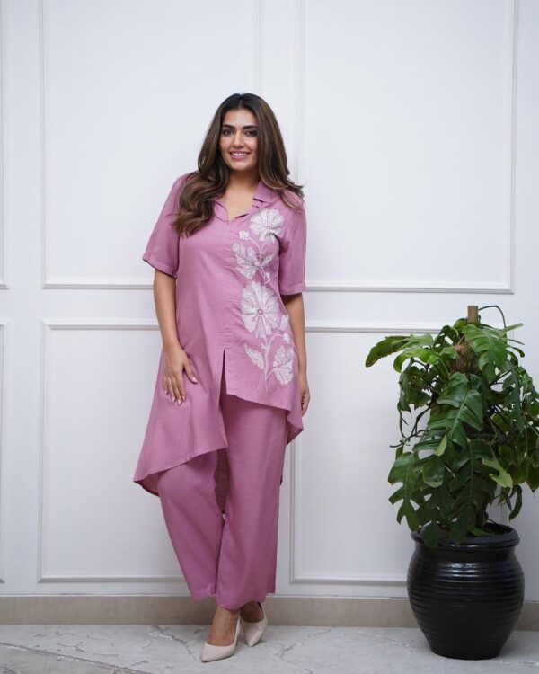 Trendy Cotton Cord Set with Thread Embroidery - Image 9