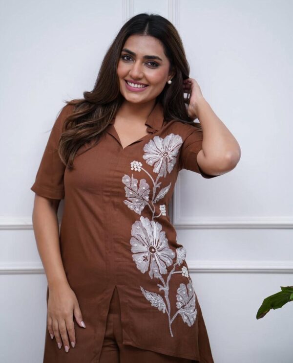 Trendy Cotton Cord Set with Thread Embroidery - Image 7