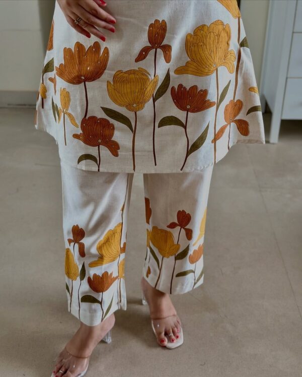 Classy Sleeveless Printed Kurti with Pant - Office Wear - Image 8