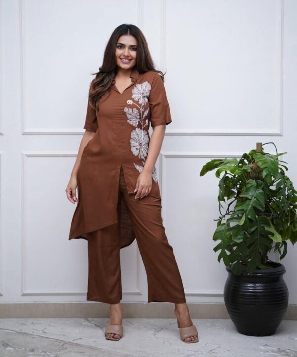 Trendy Cotton Cord Set with Thread Embroidery - Image 17