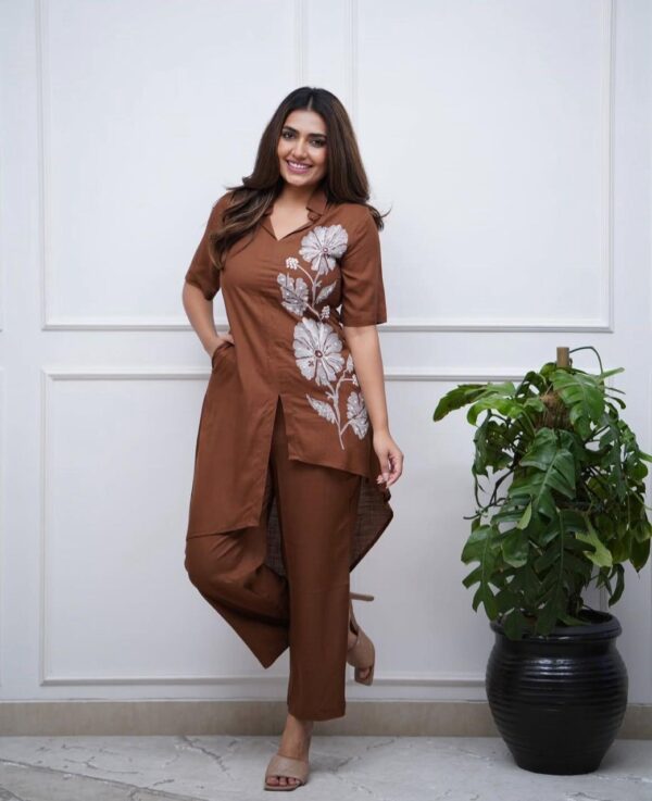 Trendy Cotton Cord Set with Thread Embroidery - Image 18