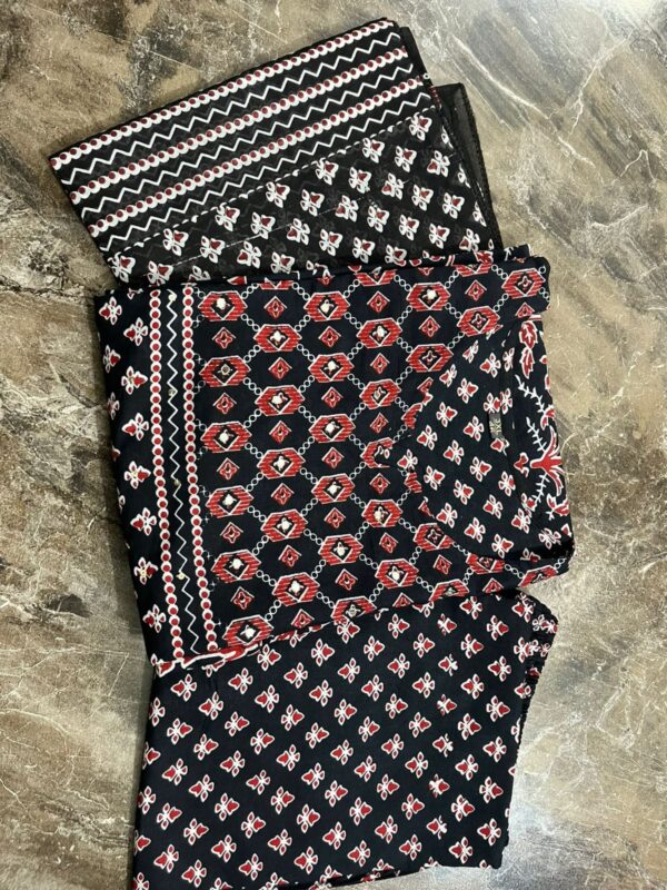 Mughal Block Printed Three-Piece Kurti Set with Mulmul Dupatta - Image 2