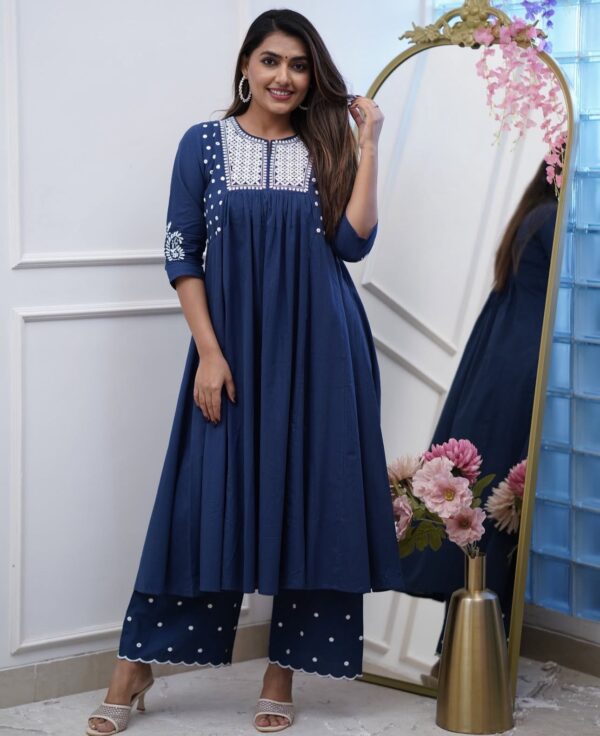 Easy Breezy Summer Cotton Pant Set with Embroidery Work - Image 6
