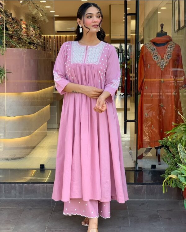 Easy Breezy Summer Cotton Pant Set with Embroidery Work - Image 10