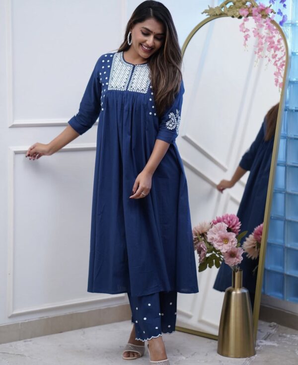 Easy Breezy Summer Cotton Pant Set with Embroidery Work - Image 7
