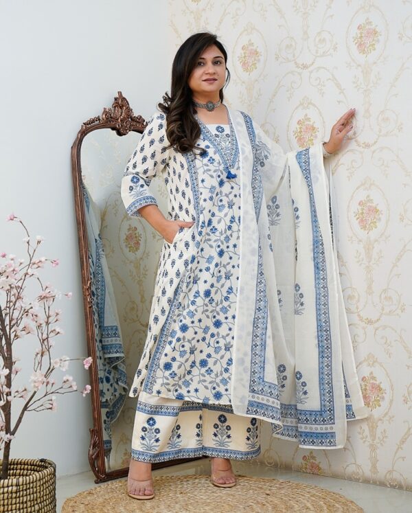 Summer Something Floral Printed Cotton Kurta Set with Pleated Salwar & Dupatta - Image 8