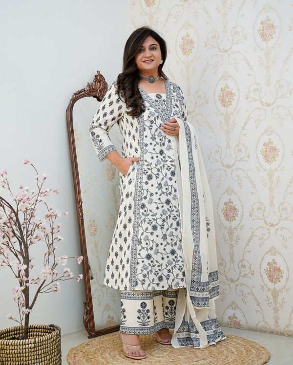Summer Something Floral Printed Cotton Kurta Set with Pleated Salwar & Dupatta - Image 16