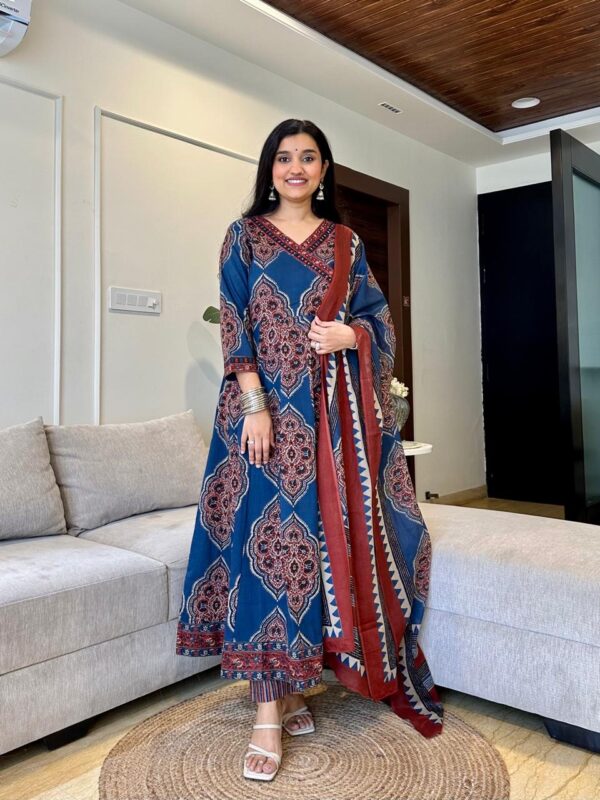 Heavy Cotton Printed Kurti Set with Pant & Dupatta - Image 6