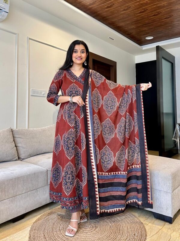 Heavy Cotton Printed Kurti Set with Pant & Dupatta - Image 8