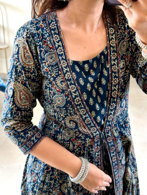Flared Suit Set – Elegant Printed Cotton Kurta with Pant/Dupatta - Image 5