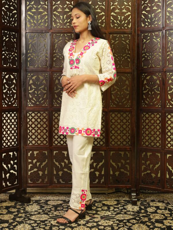 Embroidered Cotton Shiffley Top with Matching Pant Set - Image 9