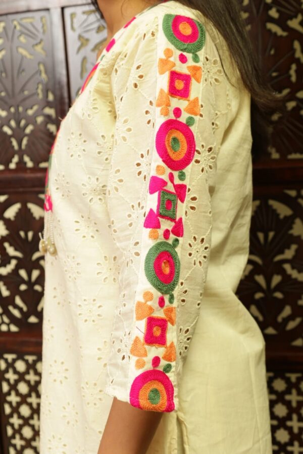 Embroidered Cotton Shiffley Top with Matching Pant Set - Image 8