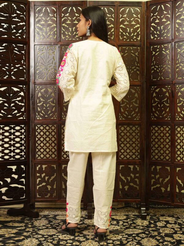 Embroidered Cotton Shiffley Top with Matching Pant Set - Image 6