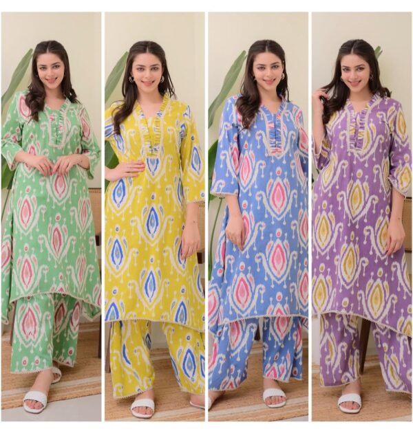 Jaipur Print A-Line Cotton Cord Set – Handcrafted Kurti with Side Pocket & Border Design - Image 4