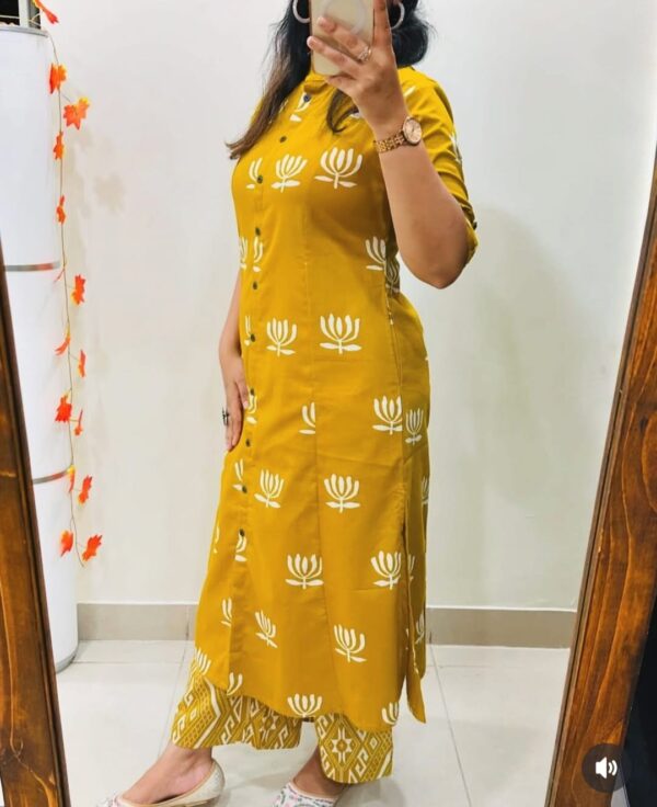 Premium Floral Cotton Kurti Palazzo Set for Women – Pure Cotton A-Line Kurta with Palazzo Pants - Image 13